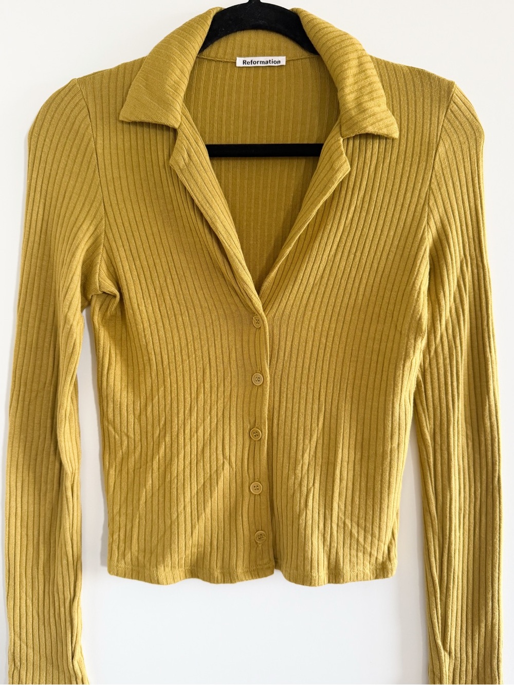 Reformation Ribbed Button-Down Collared Top - Picture 5 of 13